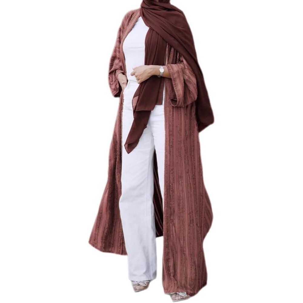 Front Open Abayas Women Muslim Hijab Robe Dubai Maxi Dress Islamic Prayer